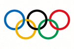奥林匹克五环标志 - 蓝黄黑绿红五环相连